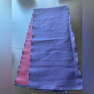 NWOT Rare Reversible Natural Indigo & Burgundy Sashiko Dobby Table Runner 55”